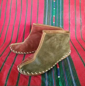 Brown Moccasin Ankle Boots Vintage Leather sz7.5-8
